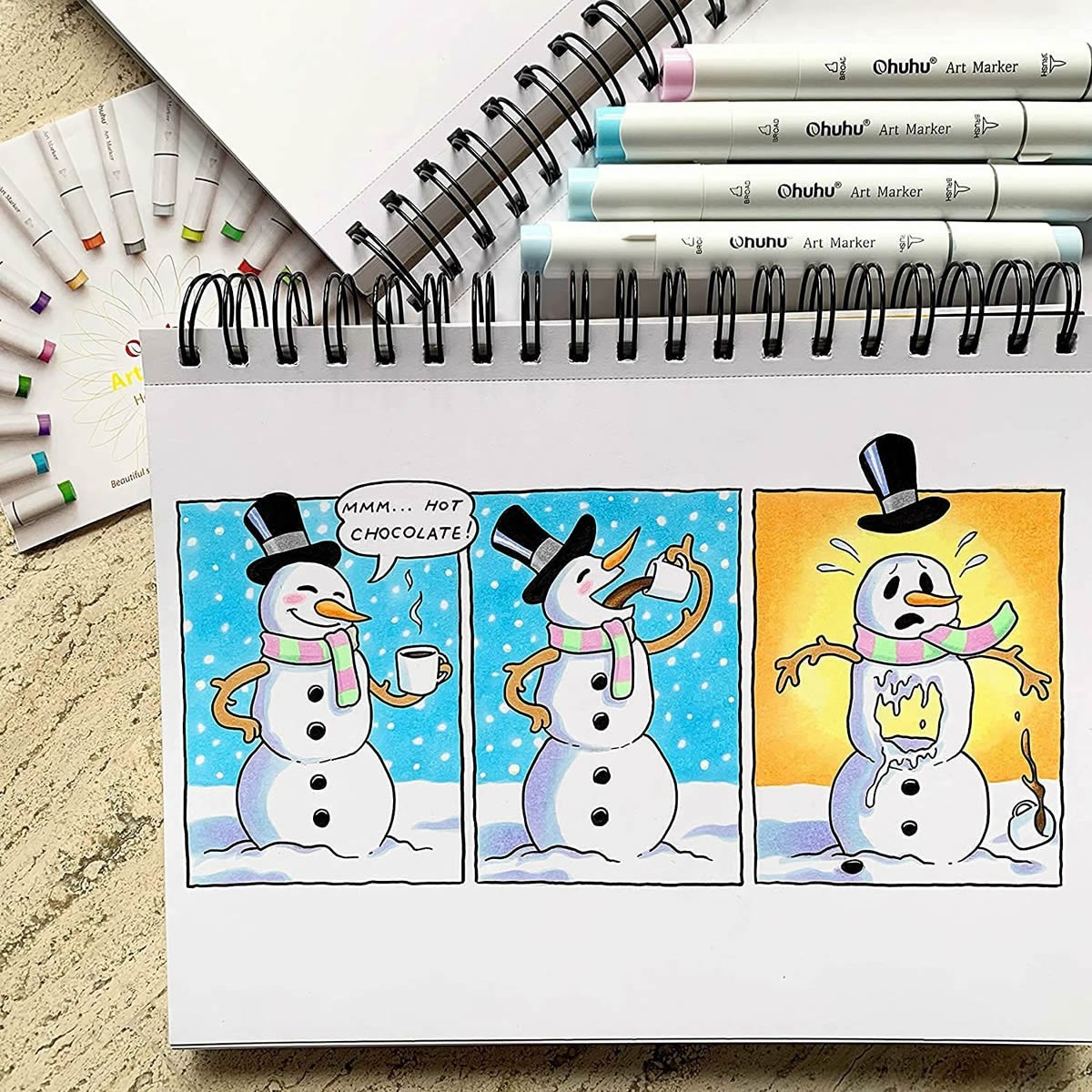 OHUHU Honolulu B Alcohol Brush Markers Σετ Μαρκαδόρων 48 Pastel Χρωμάτων Brush & Fine