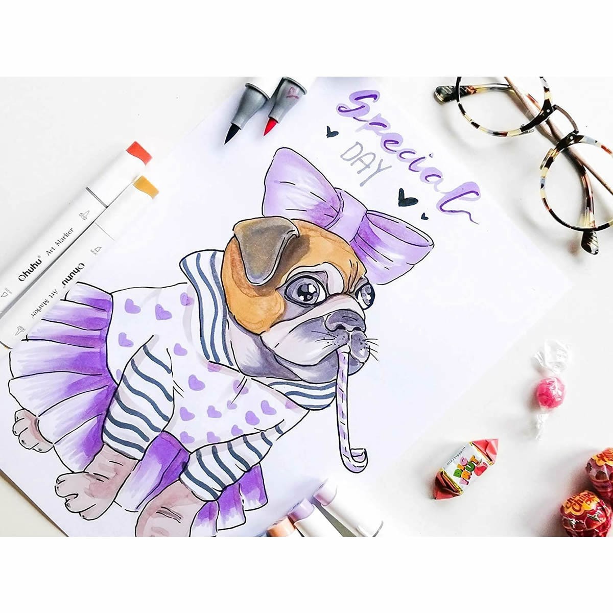OHUHU Honolulu B Alcohol Brush Markers Σετ Μαρκαδόρων 48 Pastel Χρωμάτων Brush & Fine