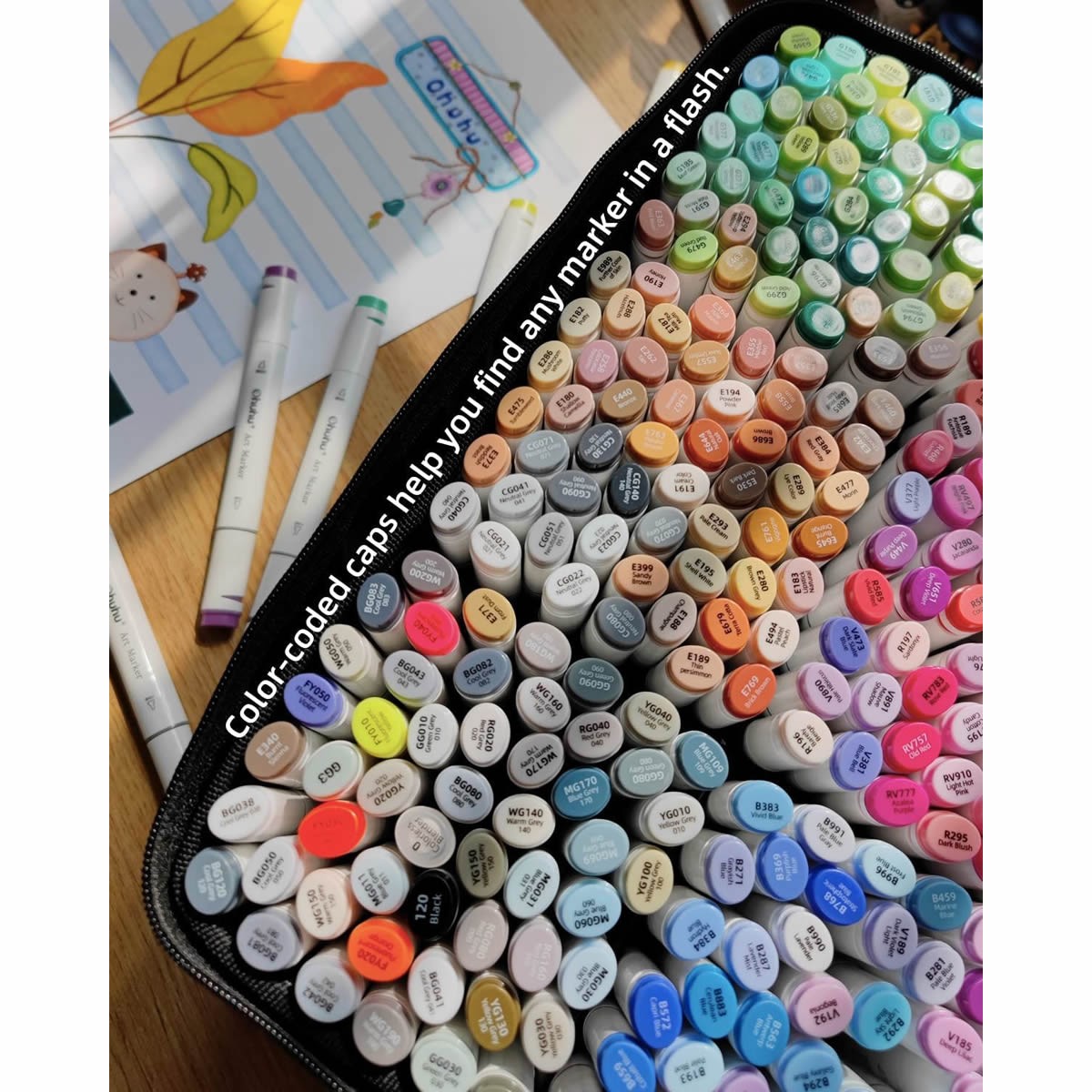 OHUHU Oahu Alcohol Art Markers Σετ Μαρκαδόρων 320 χρωμάτων Fine & Chisel