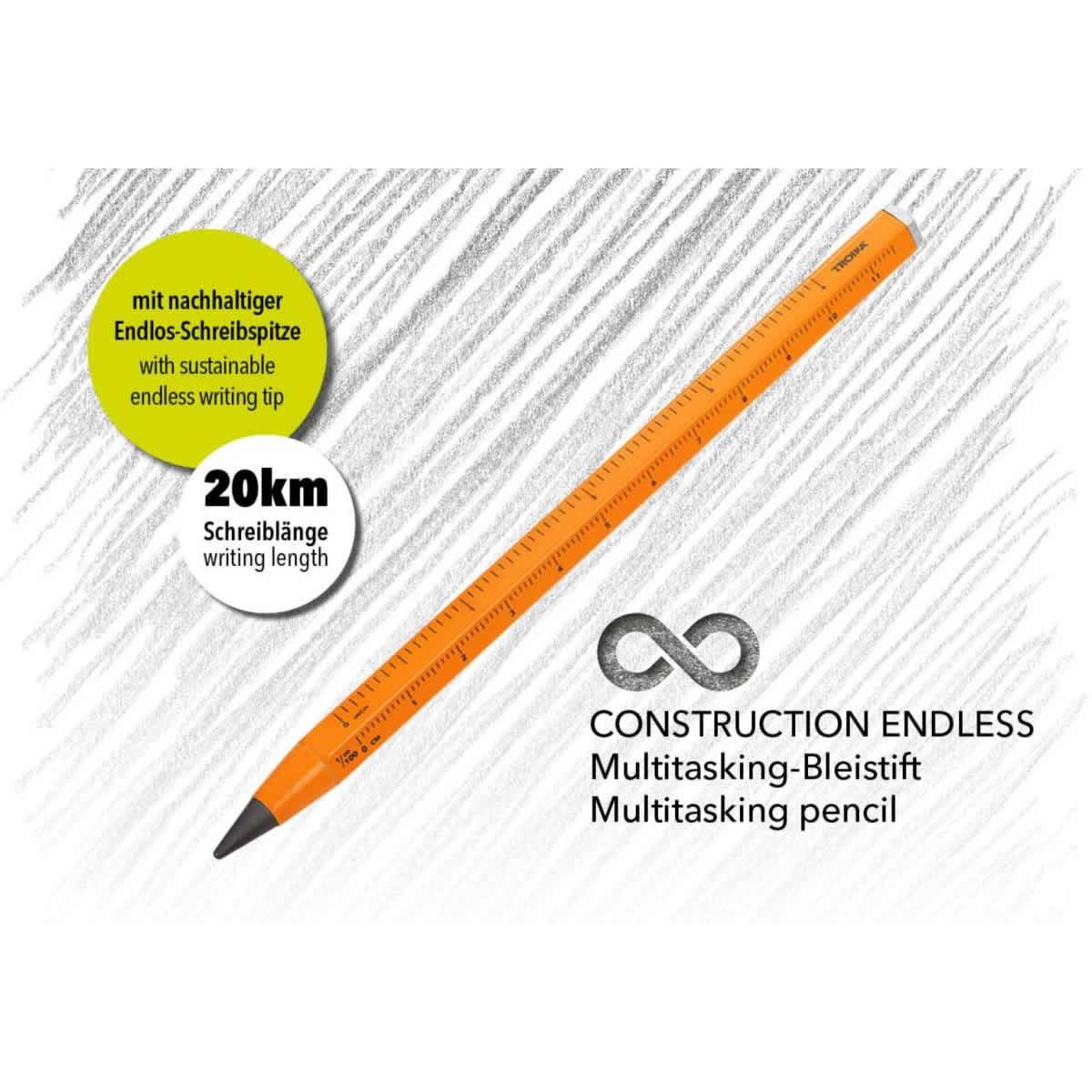 TROIKA Construction Endless Multitasking Μολύβι Neon Orange