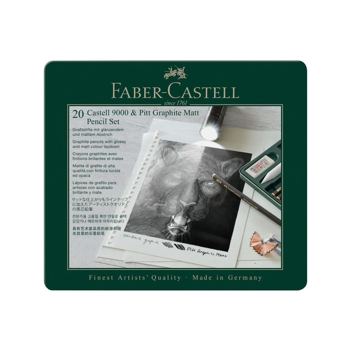 Faber-Castell Μεταλλική Κασετίνα Pitt Graphite Matt & Castell 9000 20τμχ