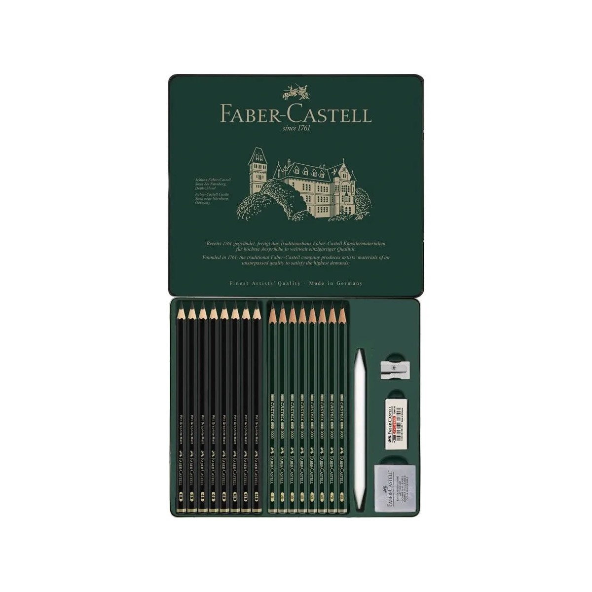 Faber-Castell Μεταλλική Κασετίνα Pitt Graphite Matt & Castell 9000 20τμχ