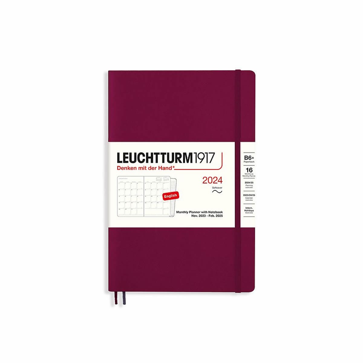 LEUCHTTURM1917 Μηνιαίο Planner/Notebook 2024 B6+ με Μαλακό Εξώφυλλο Port Red