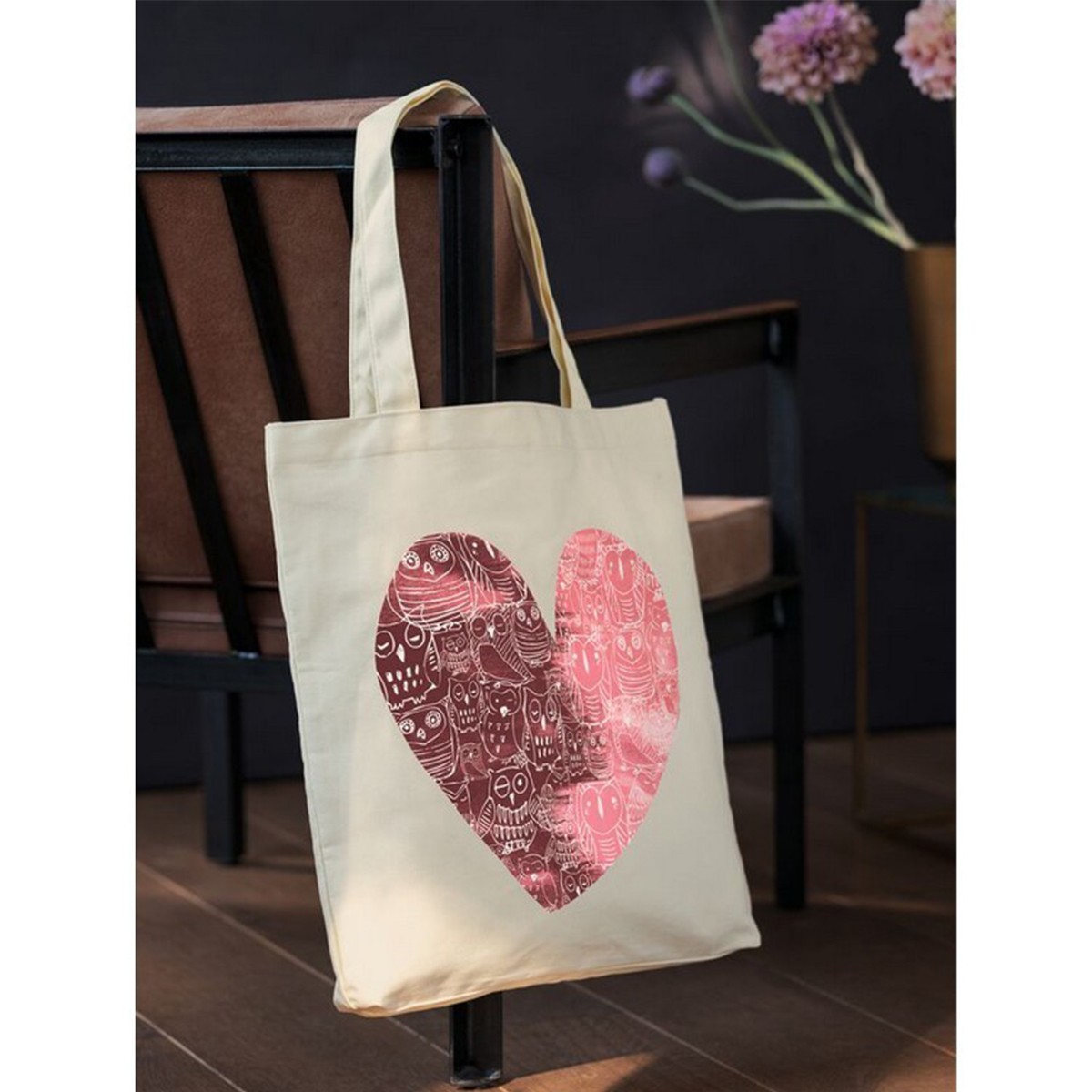 MOSES MOSES Shopping Bag Owl heart Υφασμάτινη Τσάντα Καρδιά