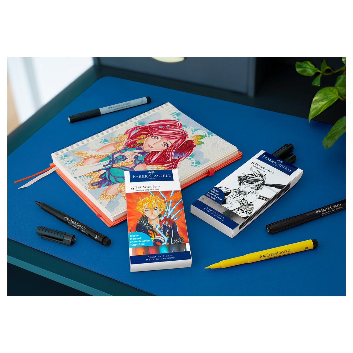 Faber-Castell Pitt Artist India Σετ 6 Πενάκια Σχεδίου Manga