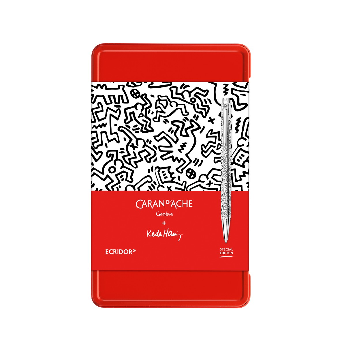 CARAN D'ACHE ECRIDOR + Keith Haring Σετ Στυλό Διαρκείας & Δερμάτινη Θήκη  - Special Edition