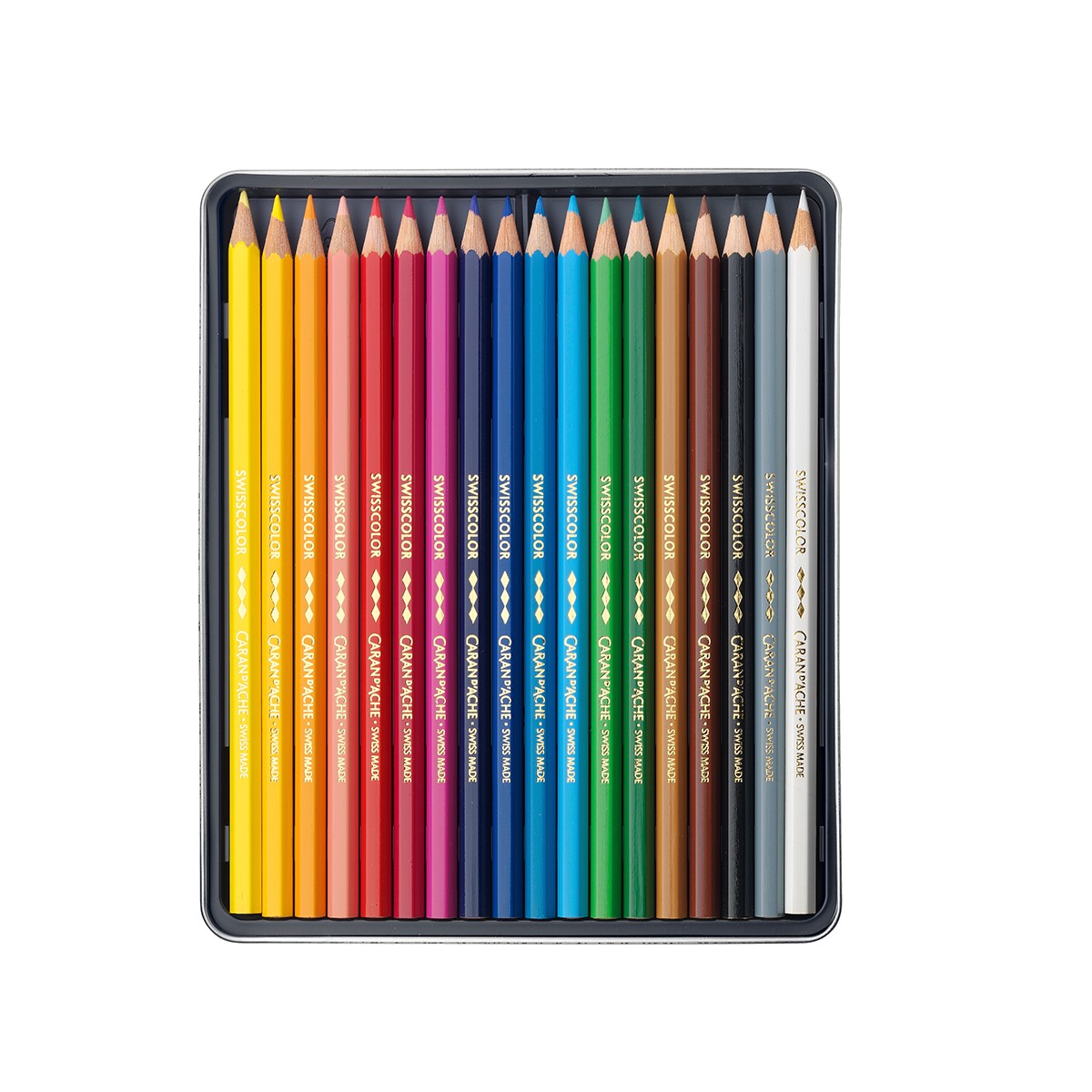 CARAN D'ACHE Σετ 18 Ξυλομπογιές Swisscolor® Μεταλλική Κασετίνα