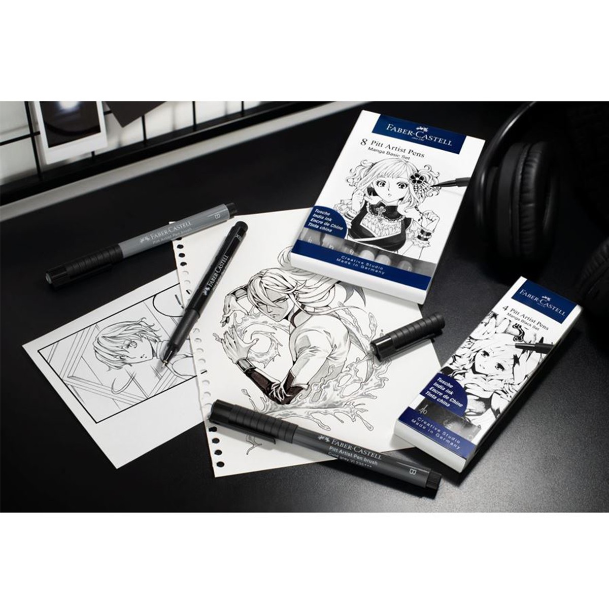 Faber-Castell Pitt Artist India Σετ 4 Πενάκια Σχεδίου Manga