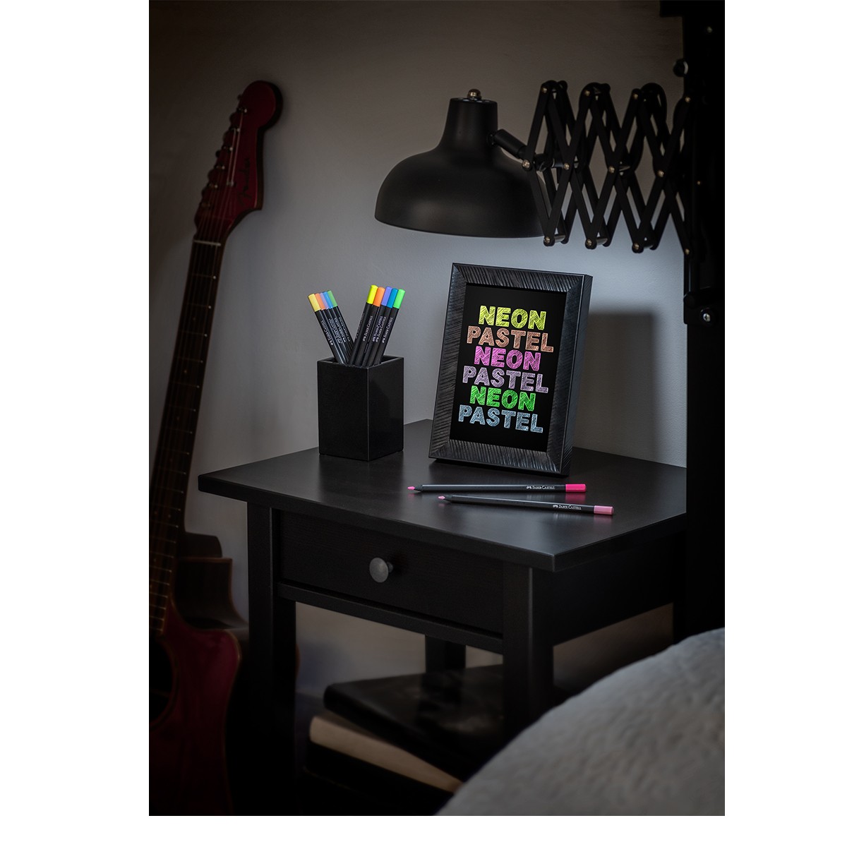 Faber-Castell Σετ 12 Ξυλομπογιές Neon & Pastel Black Edition