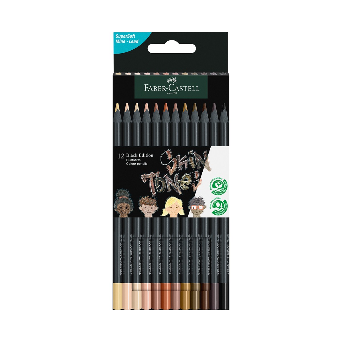 Faber-Castell Σετ 12 Ξυλομπογιές Skin Tones Black Edition