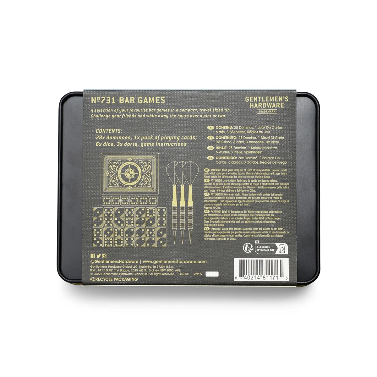 Gentlemen's Hardware Bar Games Kit Επιτραπέζιων Παιχνιδιών