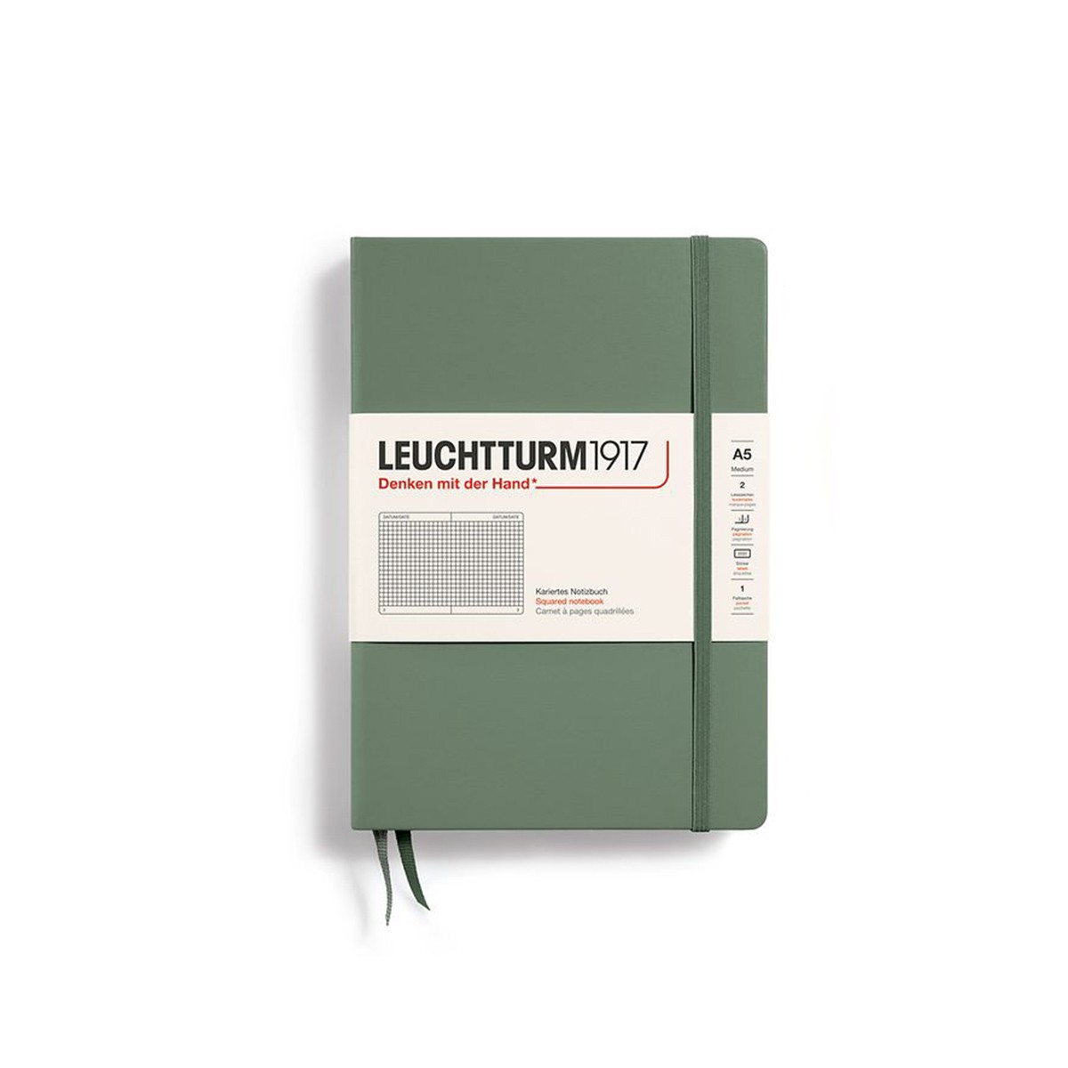 LEUCHTTURM1917 Σημειωματάριο Α5 Σκληρό Εξώφυλλο 251φ. Olive - Καρέ