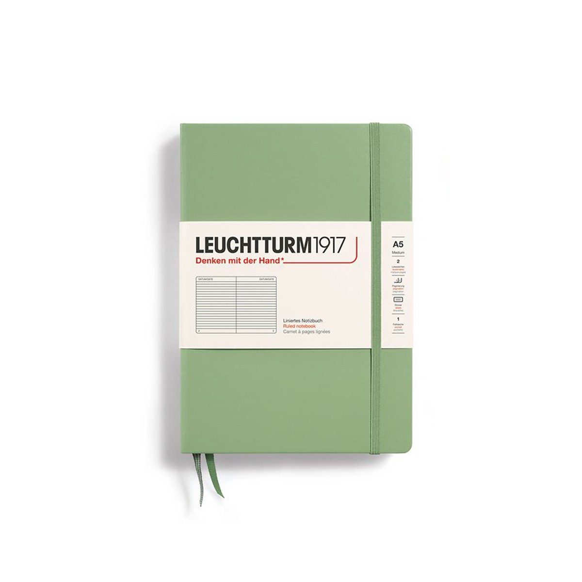 LEUCHTTURM1917 Σημειωματάριο Α5 Σκληρό Εξώφυλλο 251φ. Sage - Ριγέ