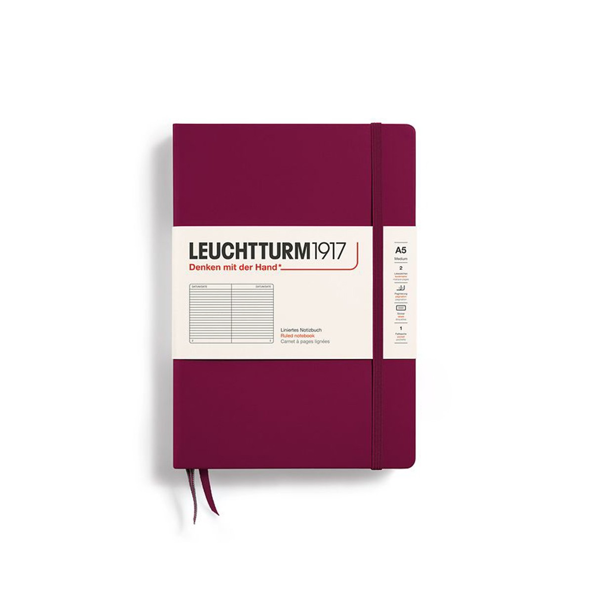 LEUCHTTURM1917 Σημειωματάριο Α5 Σκληρό Εξώφυλλο 251φ. Port Red - Ριγέ