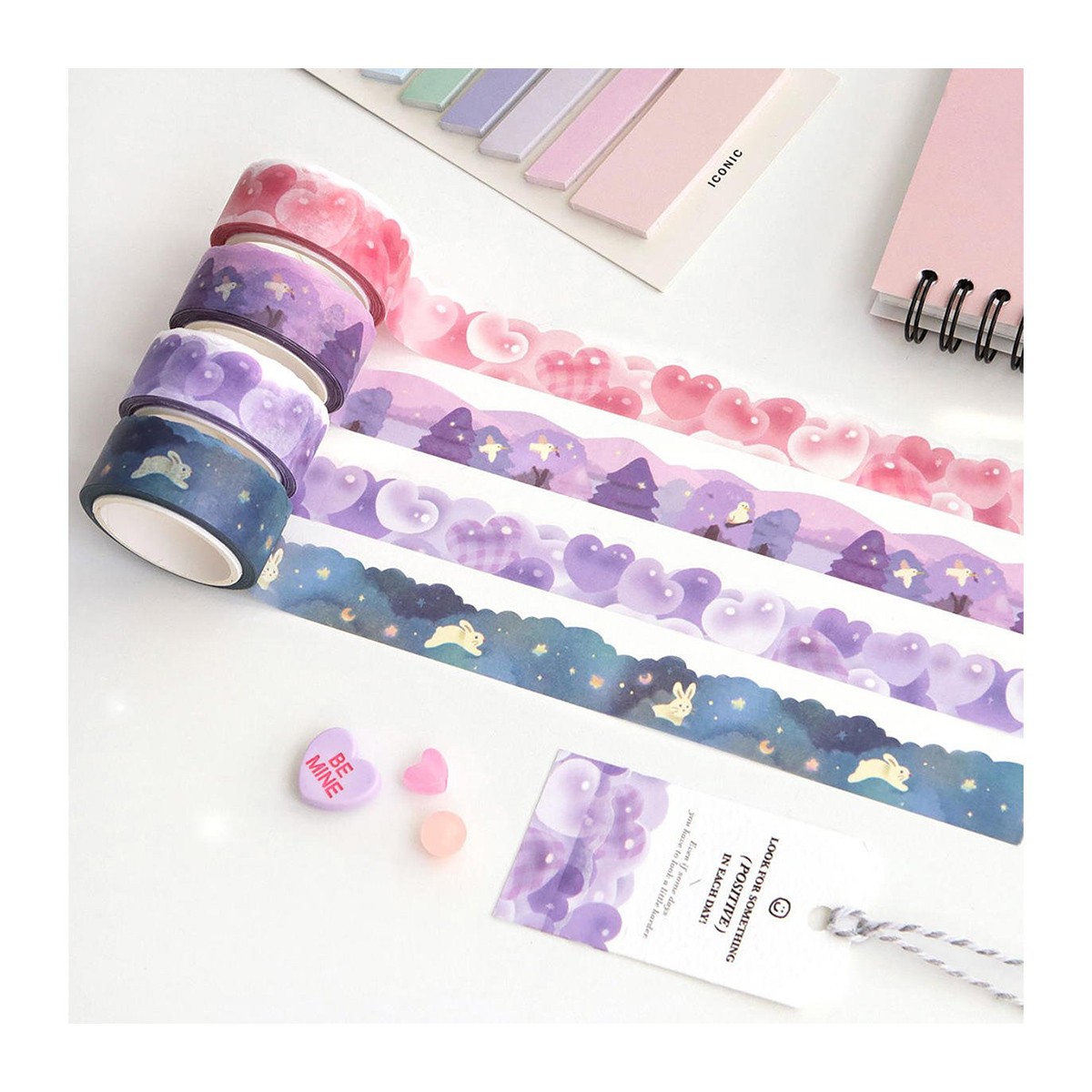 Washi Tape Purple Heart Διακοσμητική Ταινία