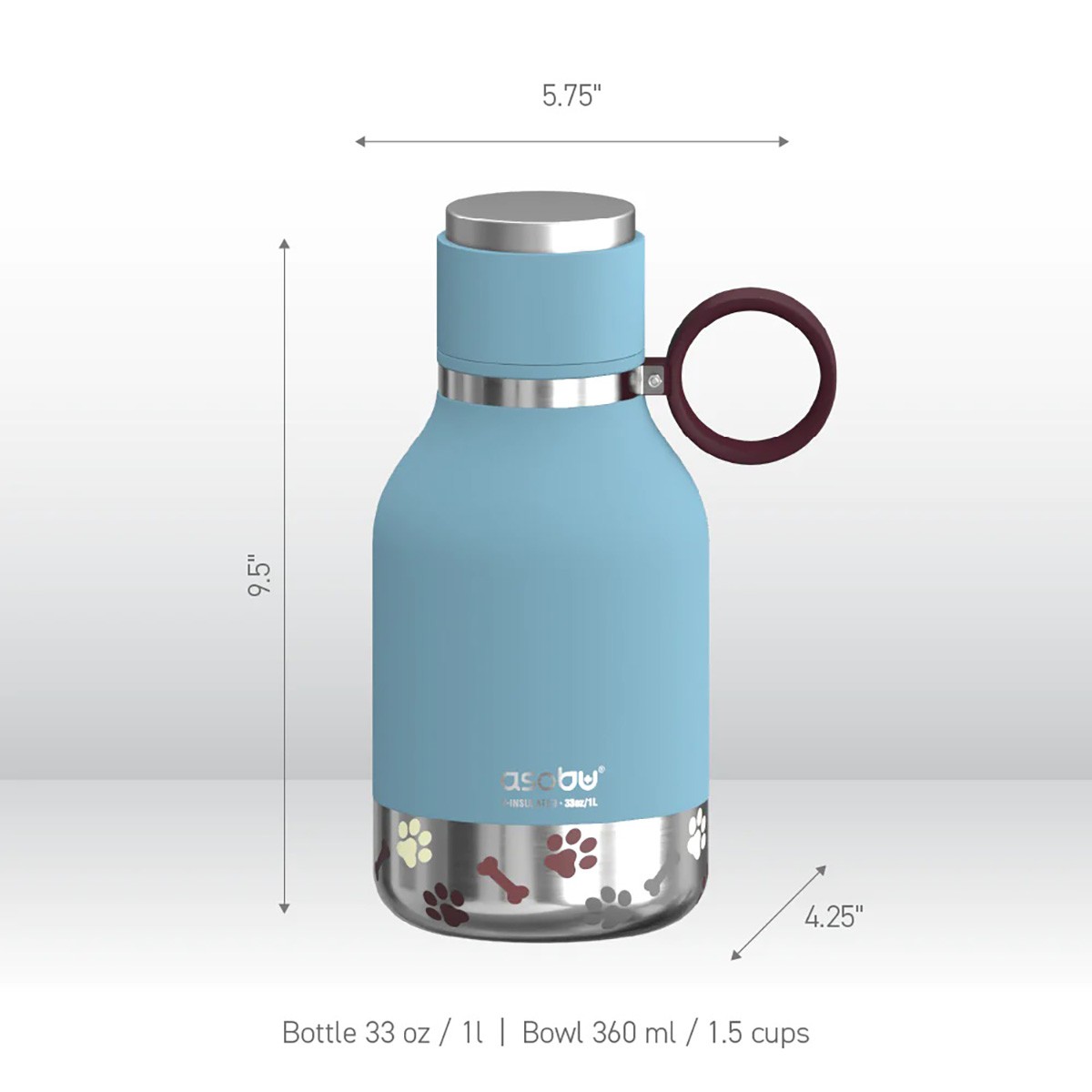 Asobu Blue Dog Bowl Bottle - θερμός 2 σε 1