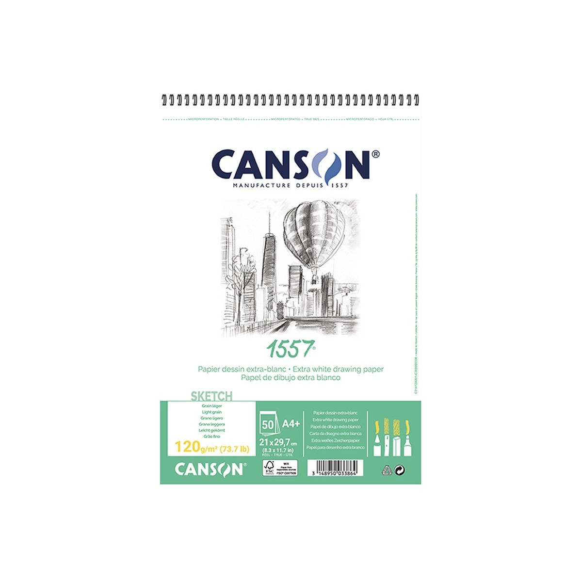 Canson Σπιράλ Μπλοκ Σχεδίου 1557 A4/120gsm 50φ