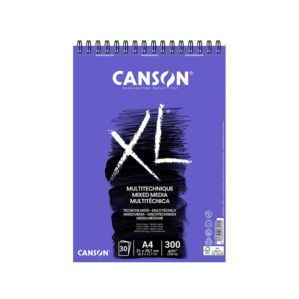 Canson Σπιράλ Μπλοκ XL Mixed Media Α4/300gsm 30φ.