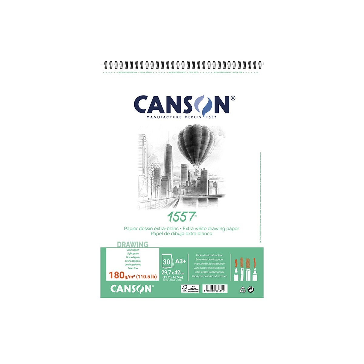 Canson Σπιράλ Μπλοκ Ζωγραφικής Dessin 1557 A4/180gsm 30φ