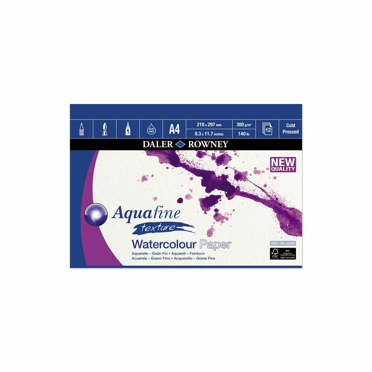 Daler-Rowney Μπλοκ Ακουαρέλας Aquafine A4/300g - Cold Pressed