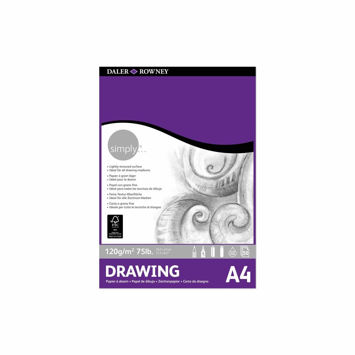 Daler-Rowney Μπλοκ Σχεδίου Simply Drawing A4/120g