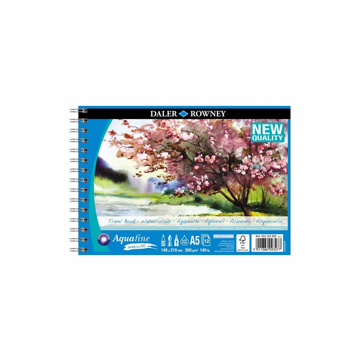 Daler-Rowney Σπιράλ Μπλοκ Ακουαρέλας Aquafine Landscape A5/300g - Hot Pressed