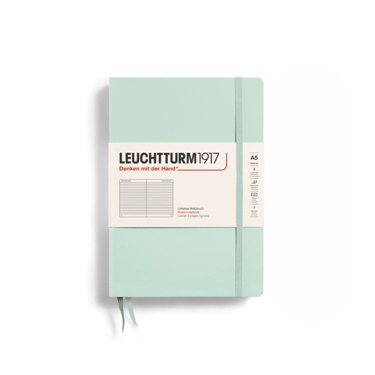 LEUCHTTURM1917 Natural Colors Σημειωματάριο Α5 Σκληρό Εξώφυλλο Mint Green - Ριγέ