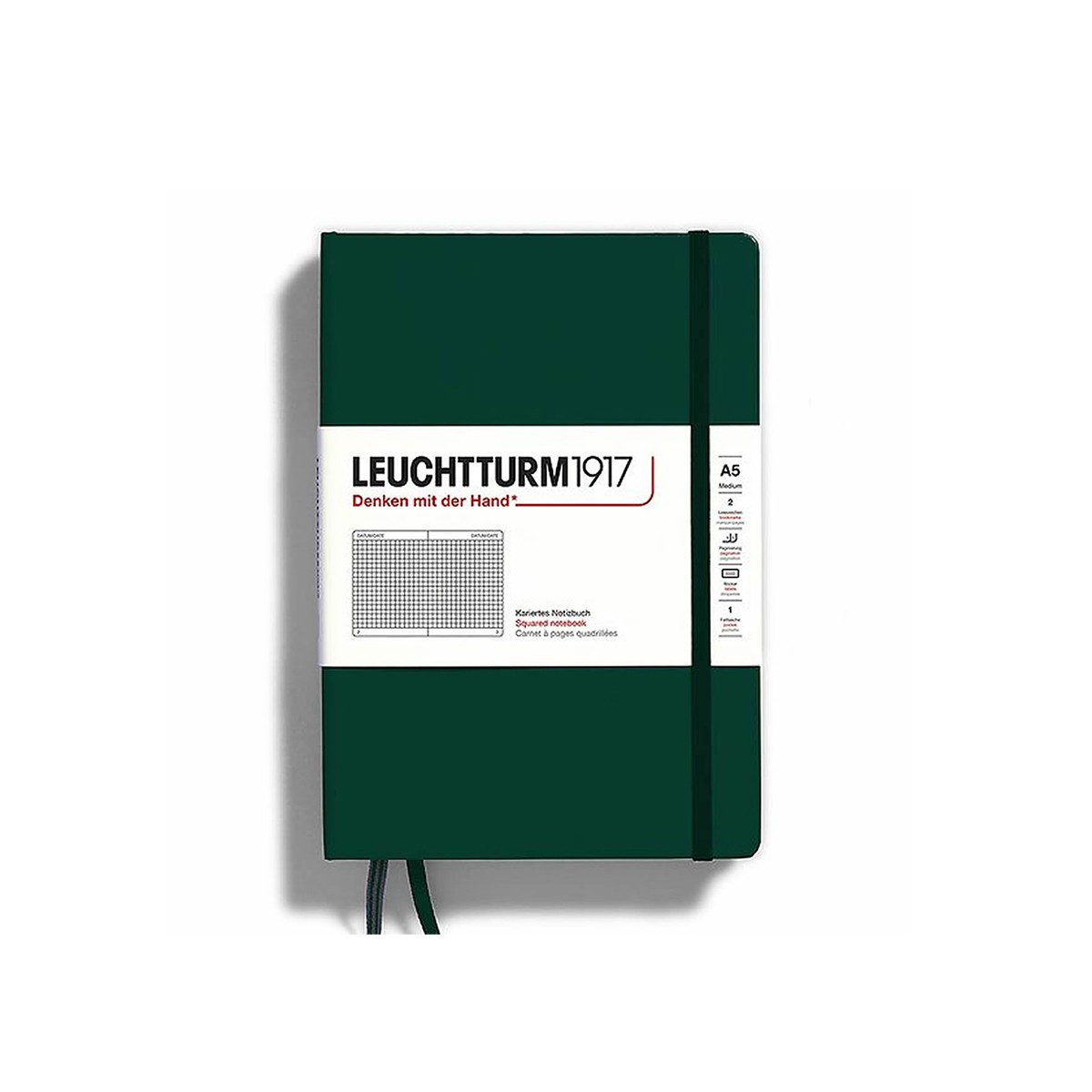 LEUCHTTURM1917 Natural Colors Σημειωματάριο Α5 Σκληρό Εξώφυλλο Forest Green - Καρέ