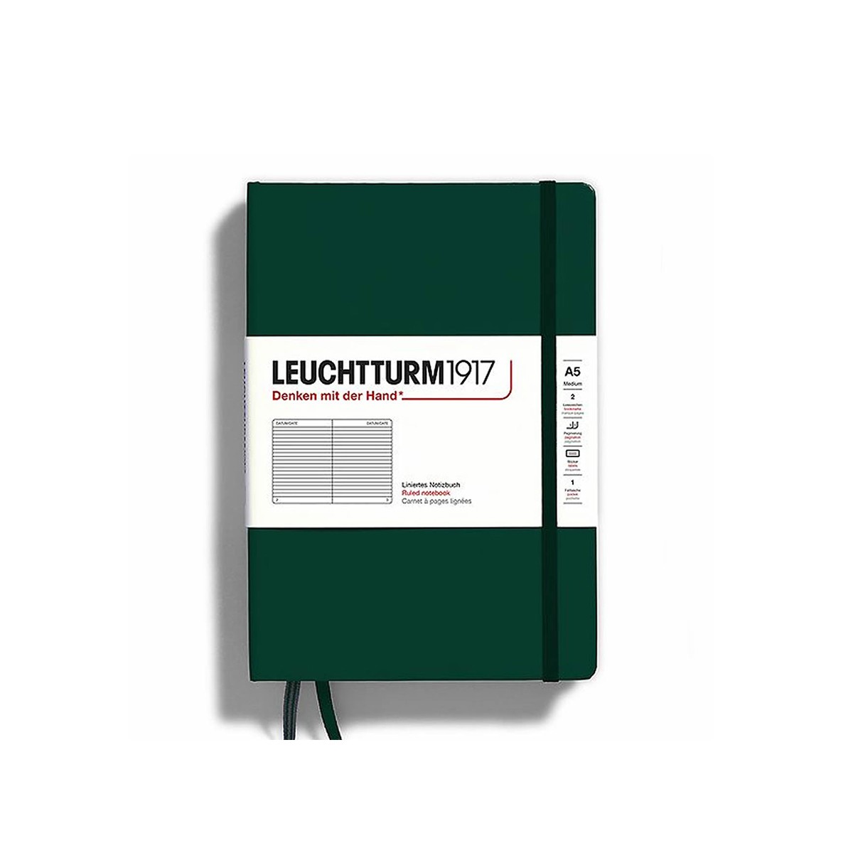 LEUCHTTURM1917 Natural Colors Σημειωματάριο Α5 Σκληρό Εξώφυλλο Forest Green  - Ριγέ