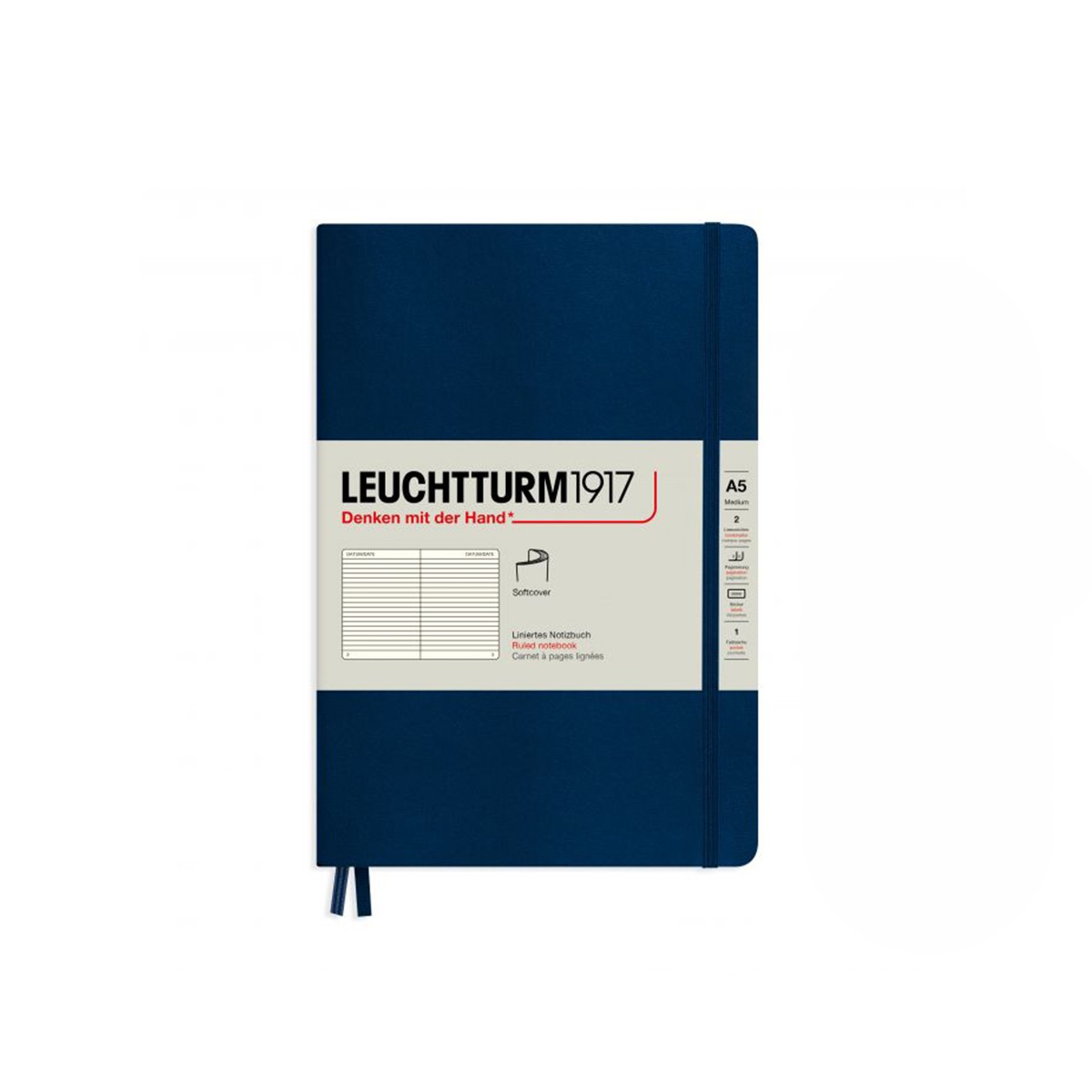 LEUCHTTURM1917 Σημειωματάριο Α5 Μαλακό Εξώφυλλο 123φ. Navy - Ριγέ