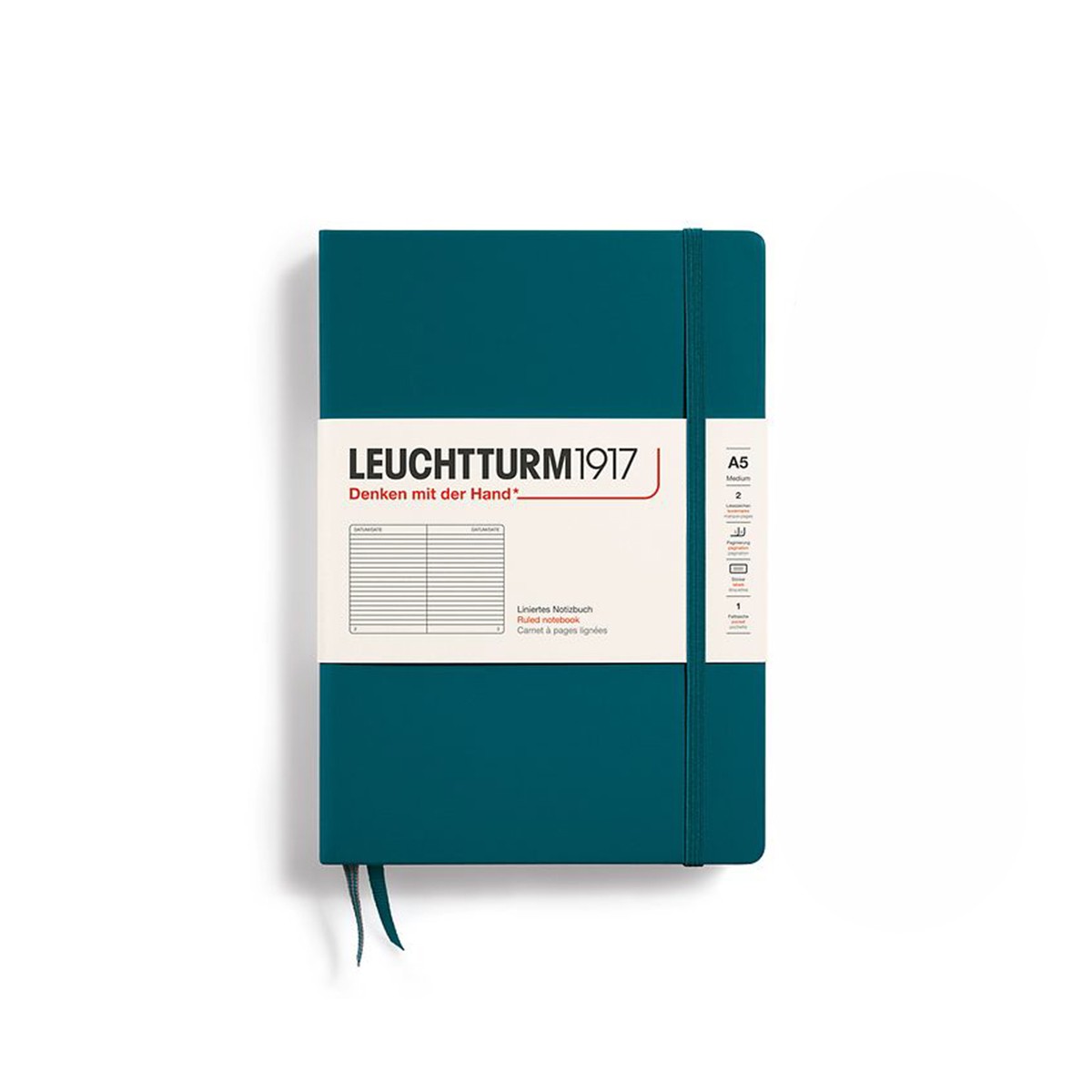 LEUCHTTURM1917 Σημειωματάριο Α5 Σκληρό Εξώφυλλο 251φ. Pacific Green - Ριγέ