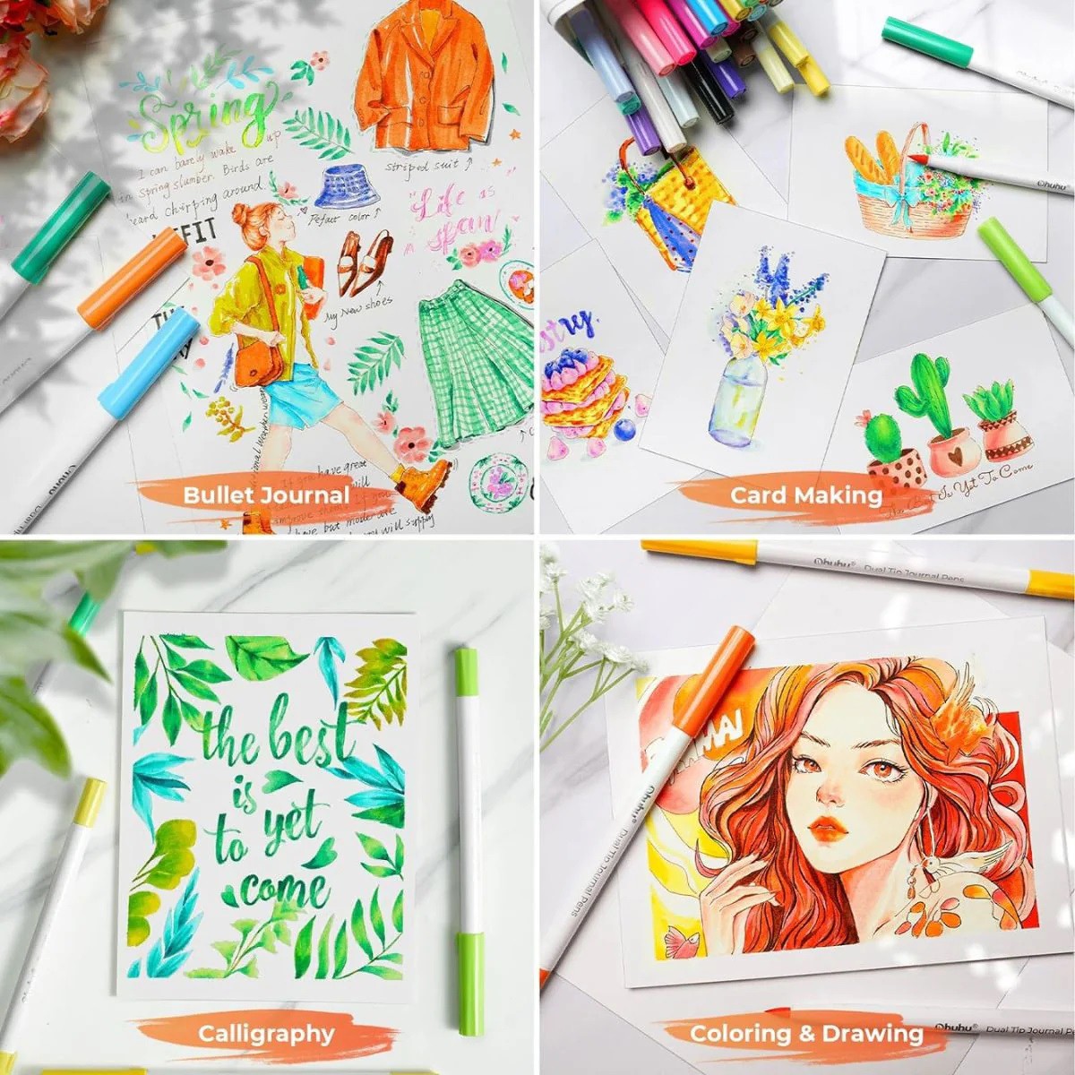 Ohuhu Σετ 40 Μαρκαδόρων με Βάση το Νερό Brush & Fineliner