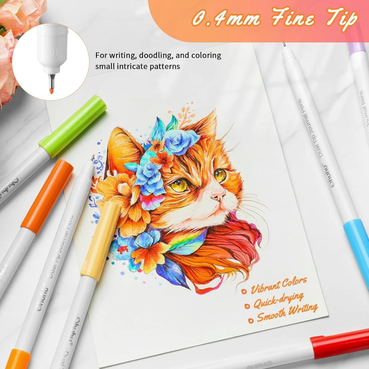 Ohuhu Σετ 40 Μαρκαδόρων με Βάση το Νερό Brush & Fineliner