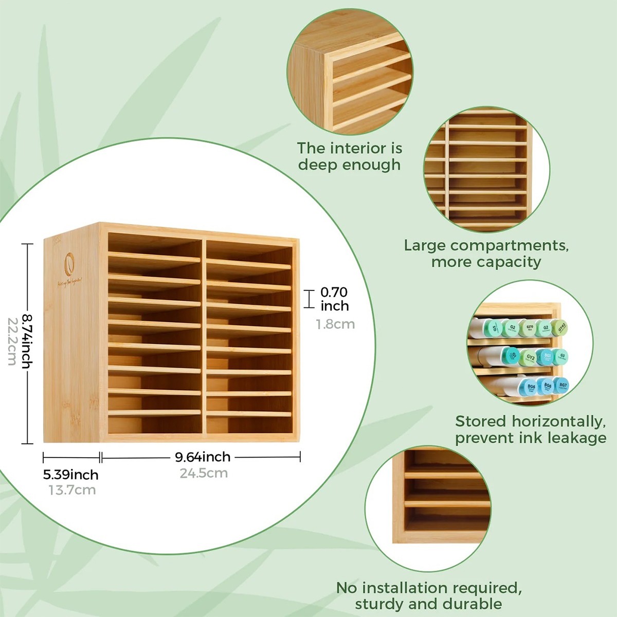 Ohuhu Θήκη Οργάνωσης Μαρκαδόρων Bamboo