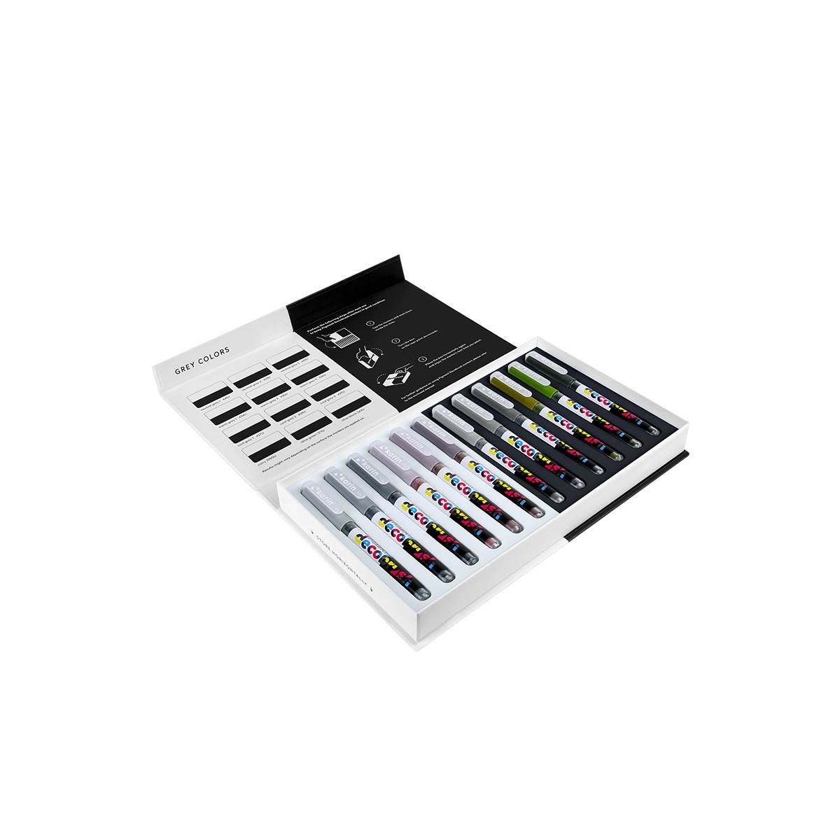 Karin Pigment Decobrush Σετ 12 Μαρκαδόρων Grey Colors