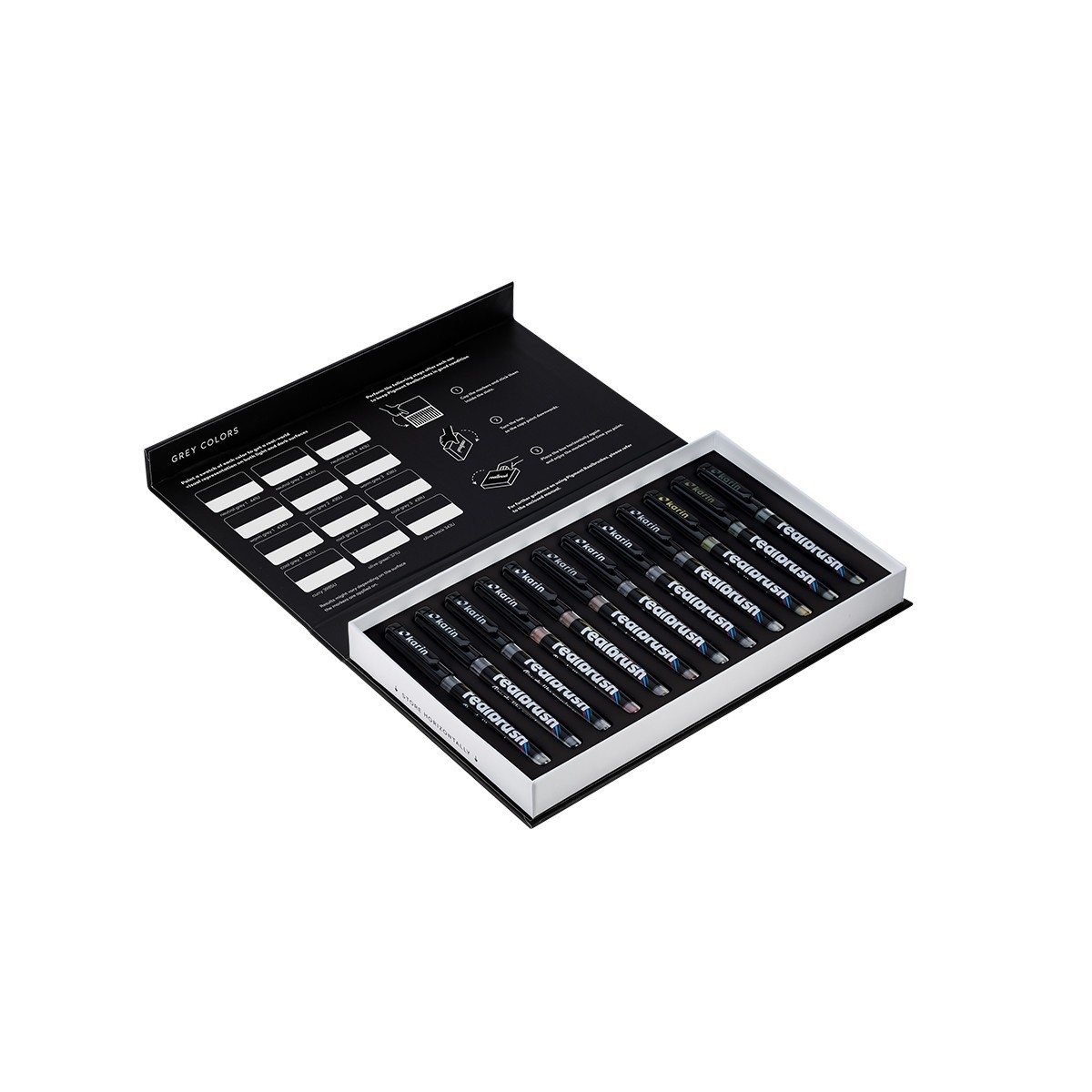 Karin Realbrush PIGMENT Σετ 12 Μαρκαδόρων Grey Colors