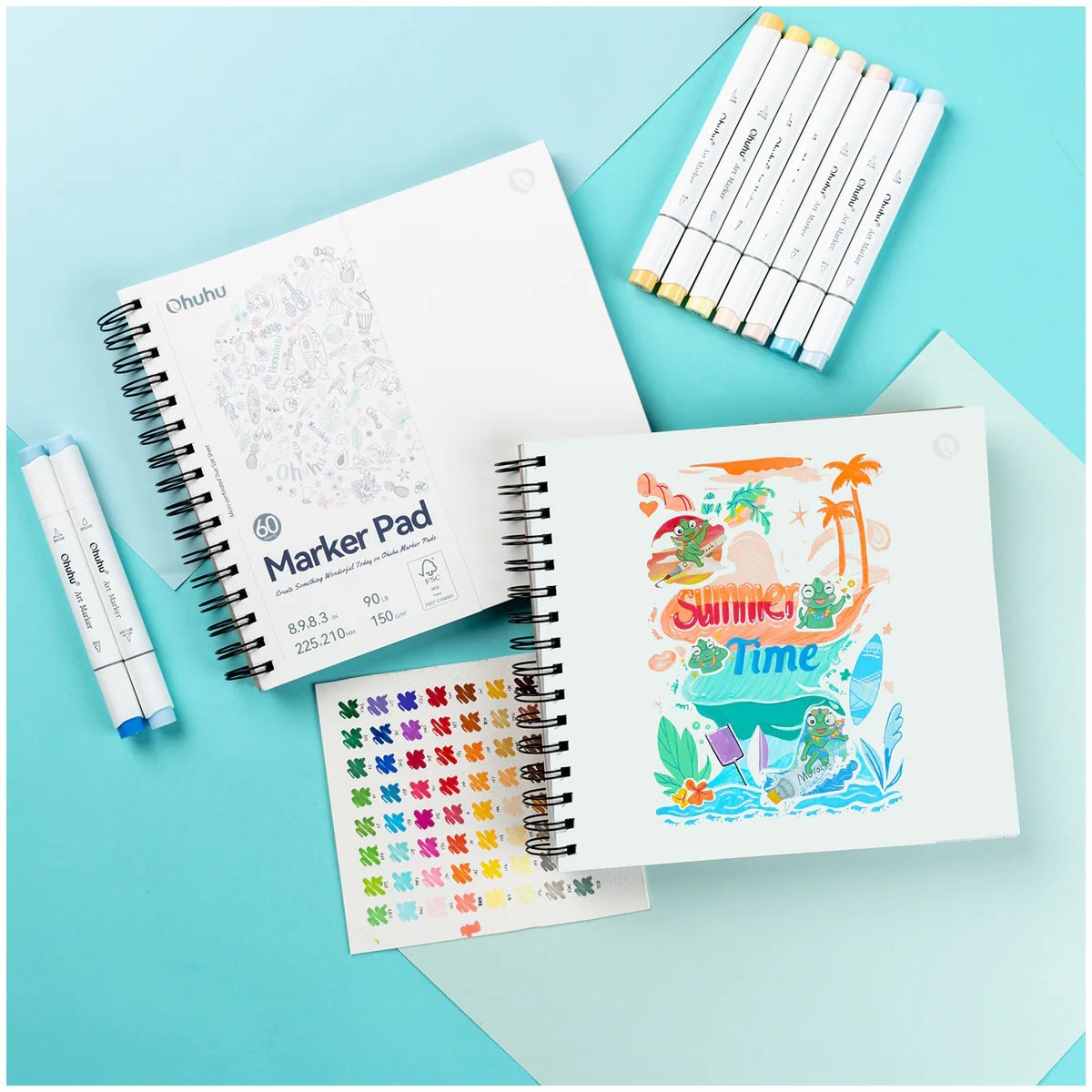 Ohuhu Bleedproof Sketchbook Σπιράλ Μπλοκ Σχεδίου 22.5 x 21.0 cm 150gr