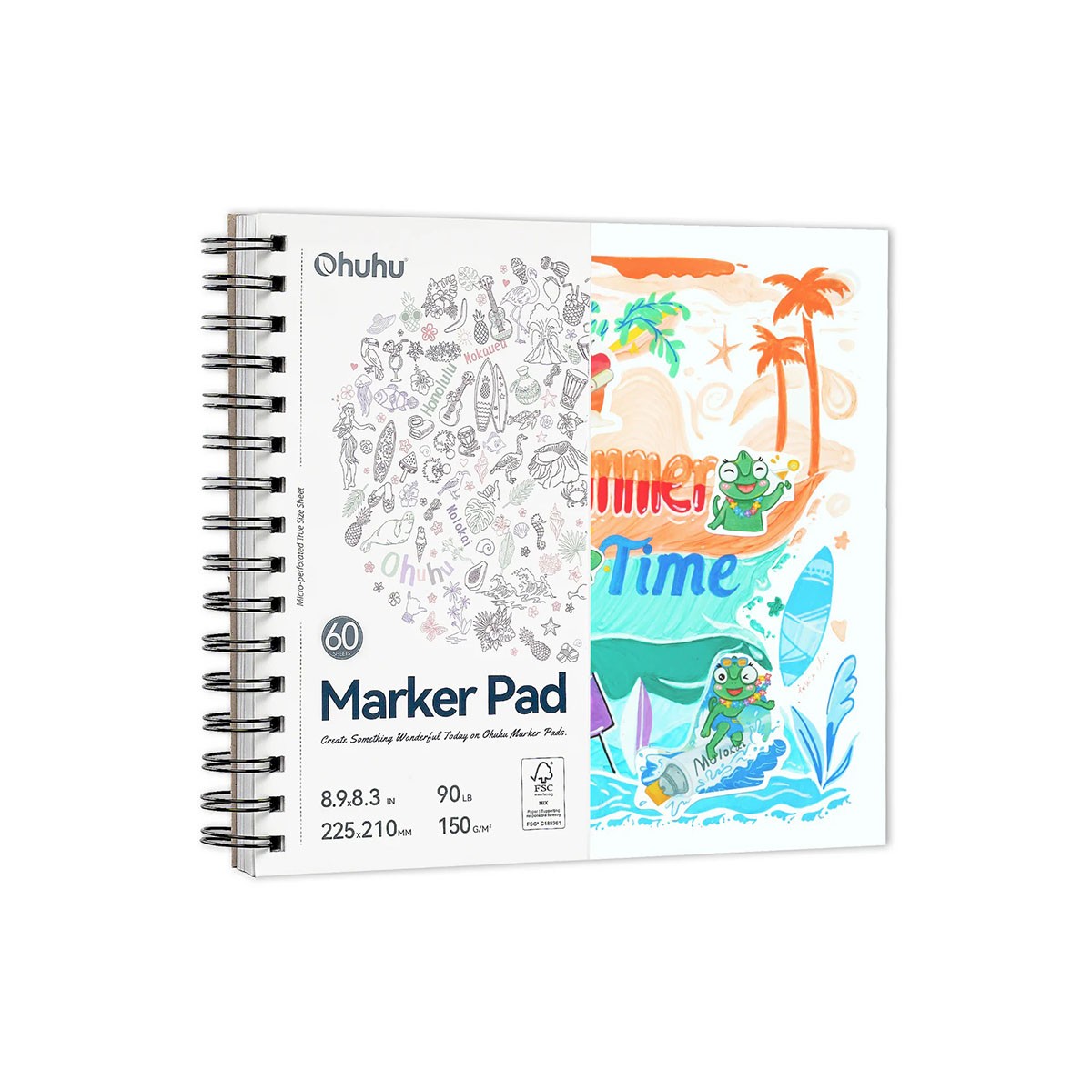 Ohuhu Bleedproof Sketchbook Σπιράλ Μπλοκ Σχεδίου 22.5 x 21.0 cm 150gr