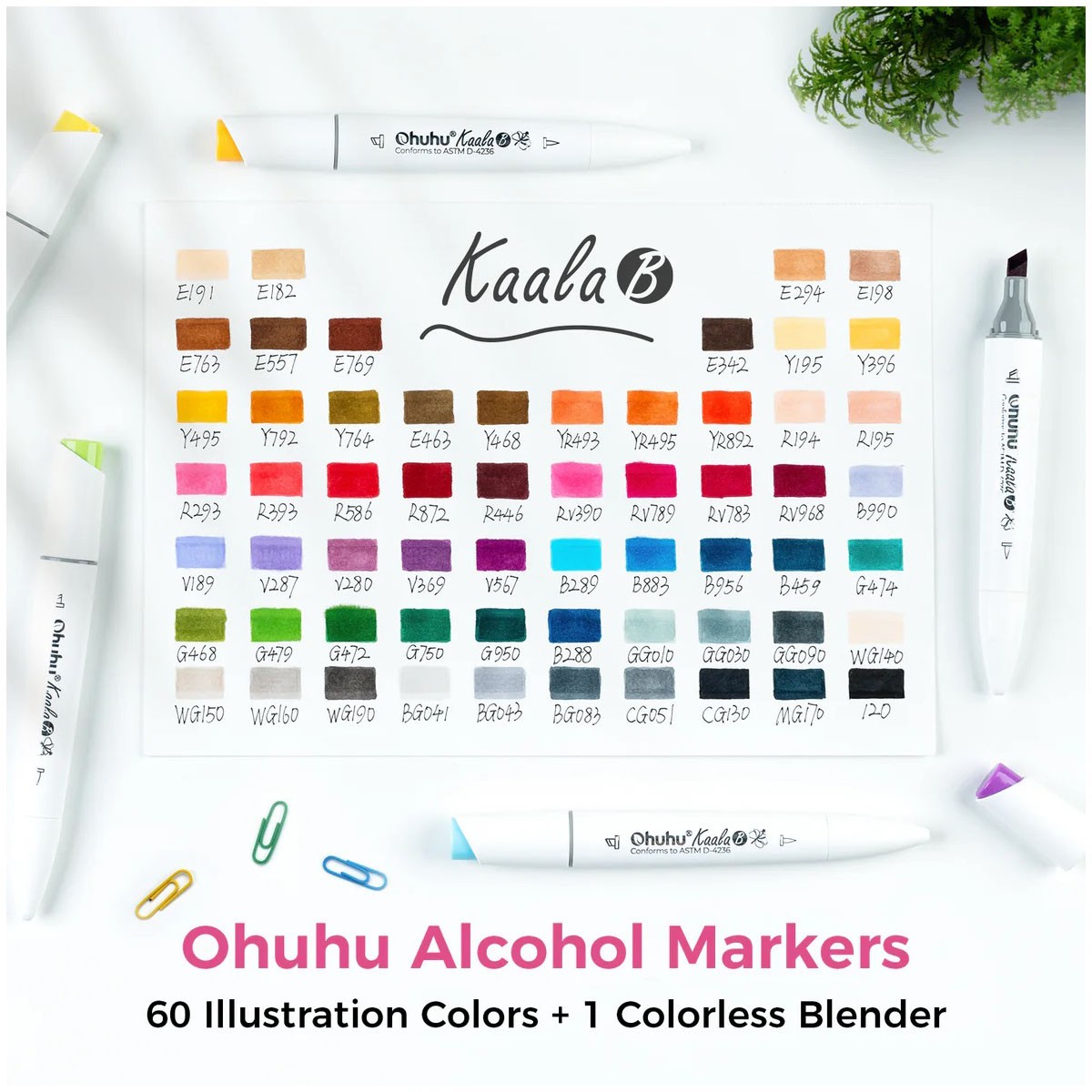 Ohuhu Kaala Alcohol Markers Σετ 60 Χρωμάτων Slim Chisel & Mini Brush