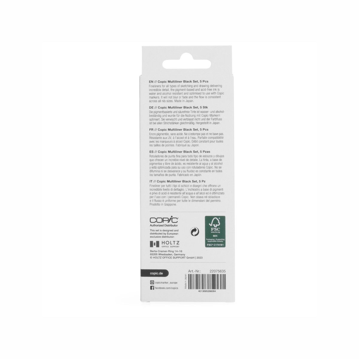 Copic Multiliner Set Black Πενάκια Σχεδίου 0.05/0.1/0.3/0.5/0.8 mm