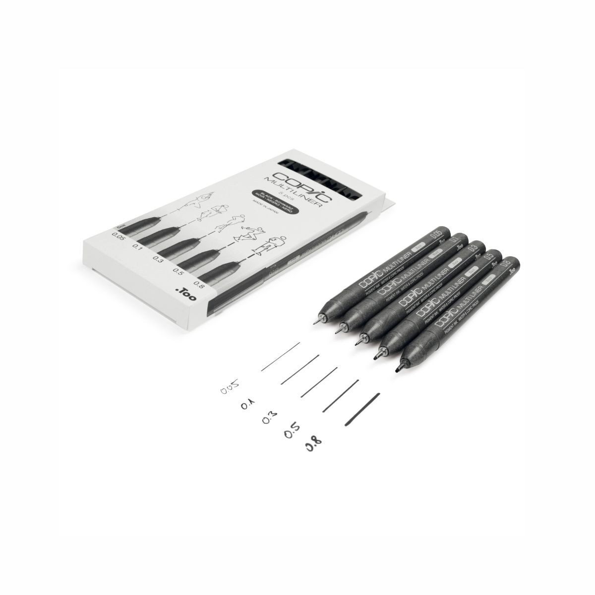 Copic Multiliner Set Black Πενάκια Σχεδίου 0.05/0.1/0.3/0.5/0.8 mm