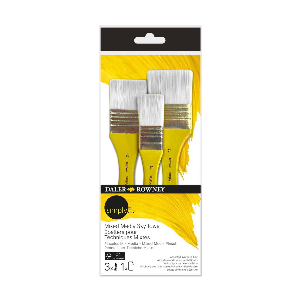 Daler Rowney Simply Σετ Συνθετικά Πινέλα Mixed Media 3τμχ