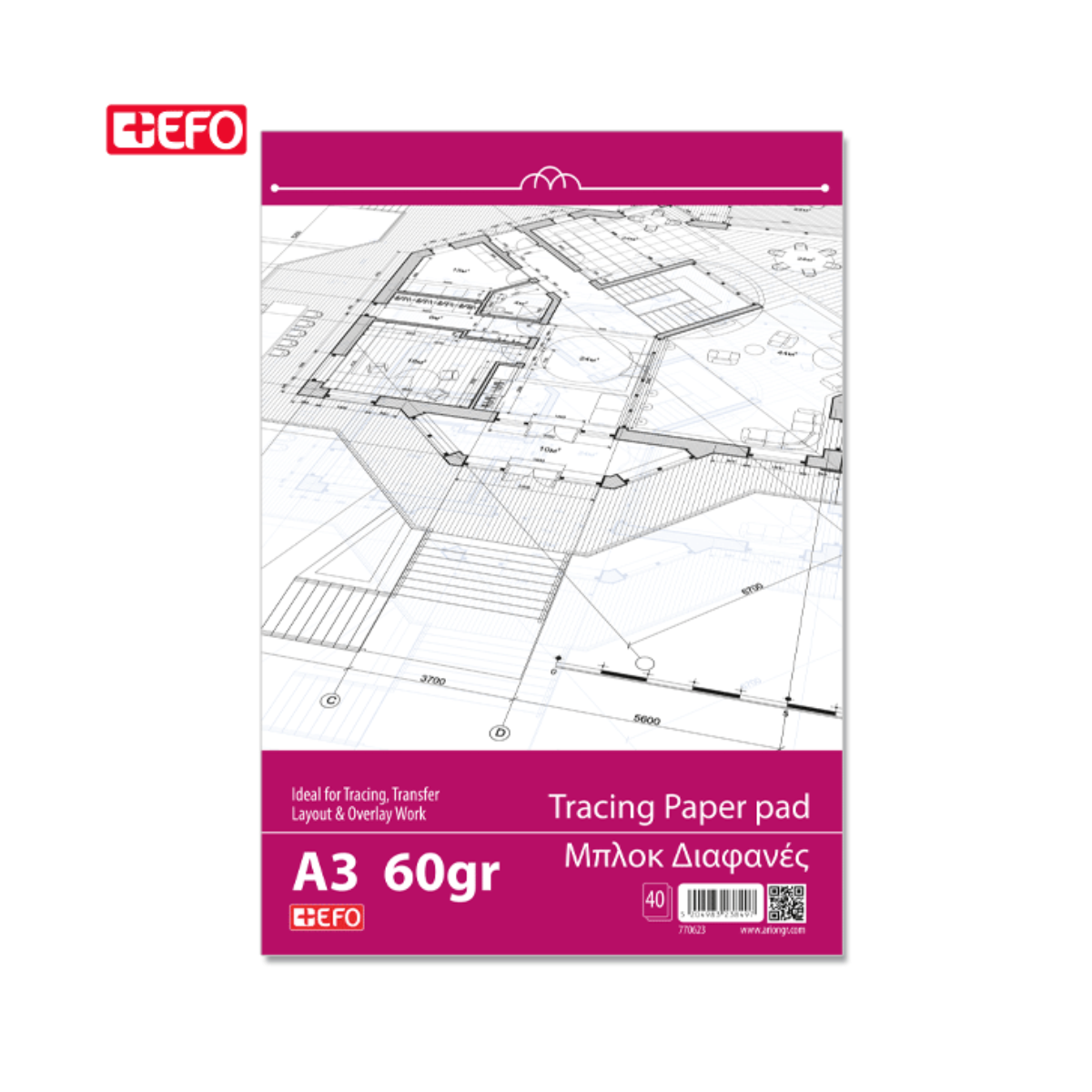 +Efo Μπλοκ Διαφανές Tracing Paper Α3 60gr +Efo Μπλοκ Διαφανές Tracing Paper Α3 60gr