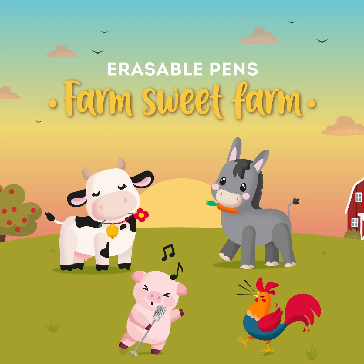 Legami Σετ 4 Στυλό Gel που Σβήνουν Farm Sweet Farm