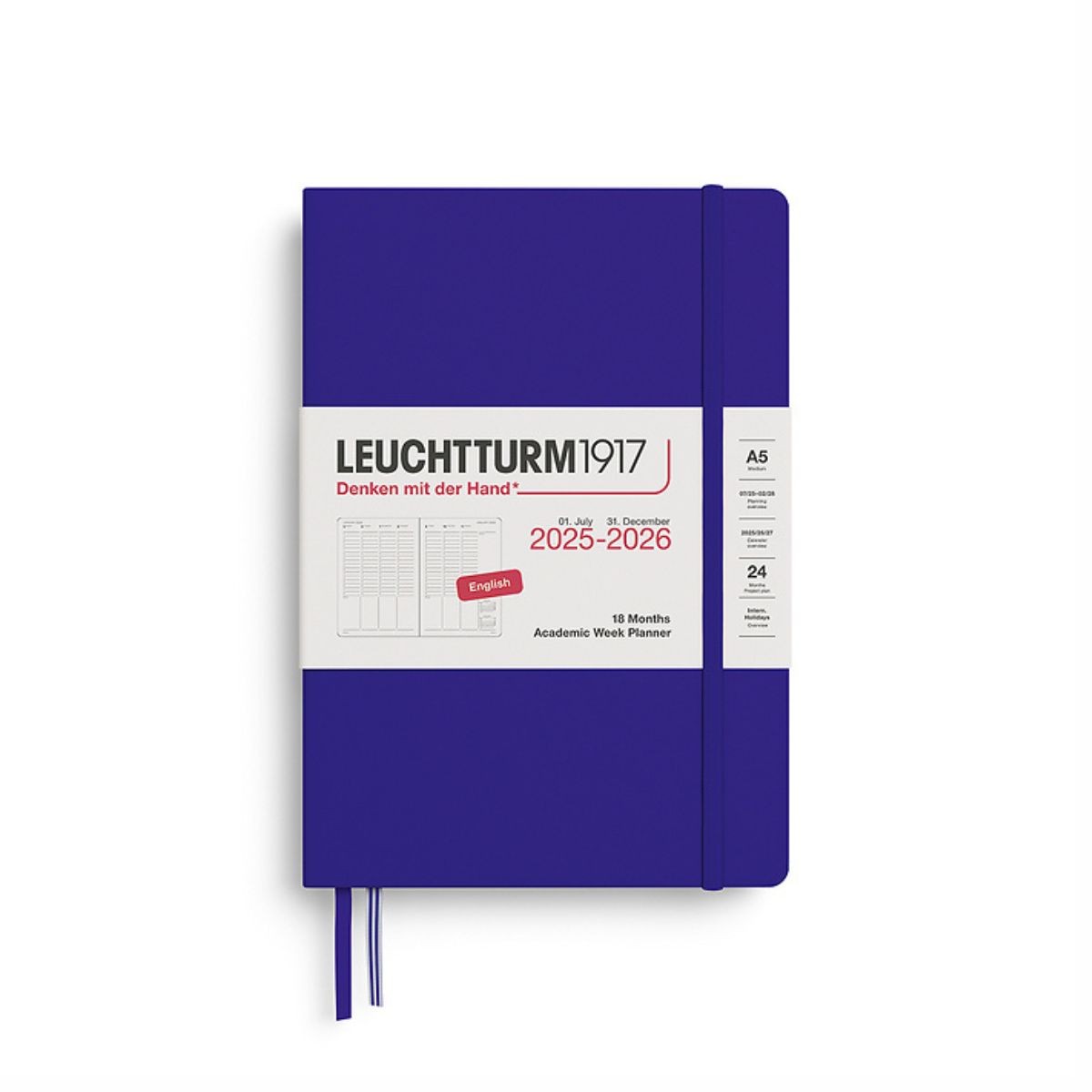 LEUCHTTURM1917 Ακαδημαϊκό Εβδομαδιαίο Planner 2025-26 Α5 hardcover - Ink