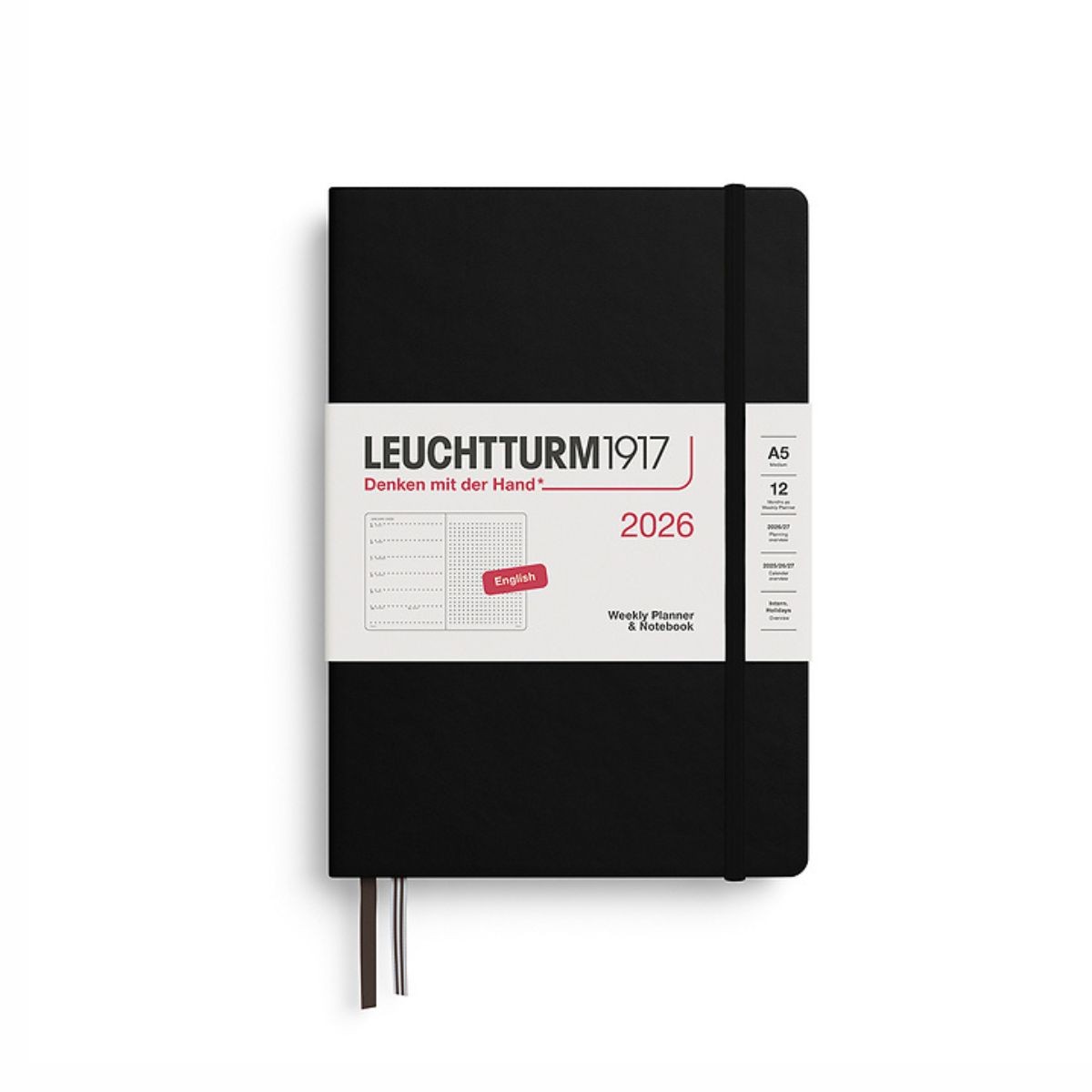 LEUCHTTURM1917 Εβδομαδιαίο Dotted Planner/ Notebook 2026 A5 Σκληρό Εξώφυλλο - Black