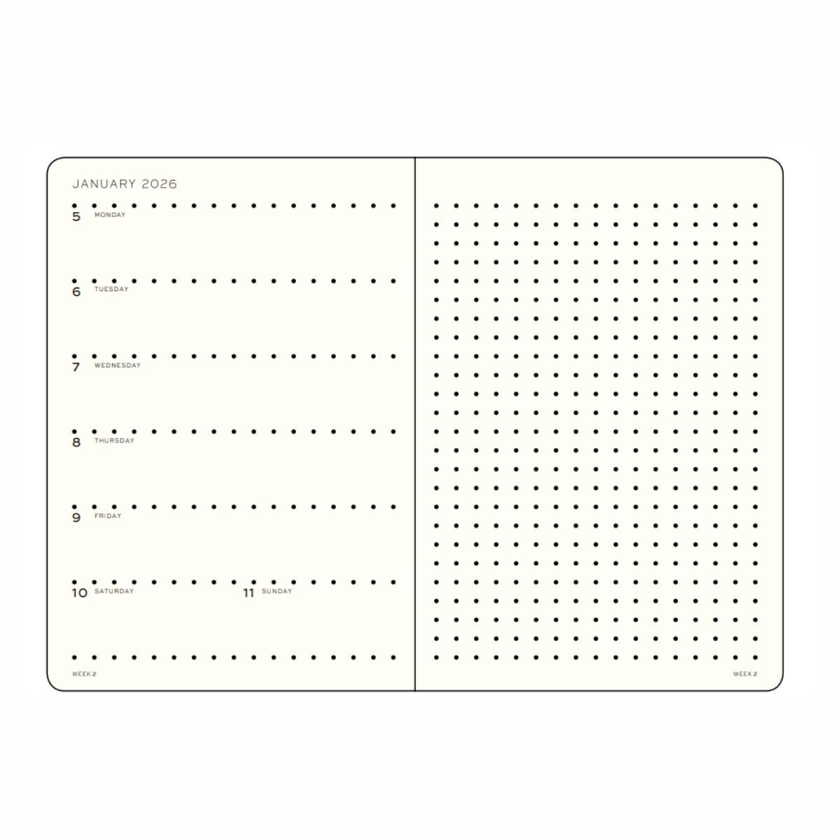 LEUCHTTURM1917 Εβδομαδιαίο Dotted Planner/ Notebook 2026 A5 Σκληρό Εξώφυλλο - Black