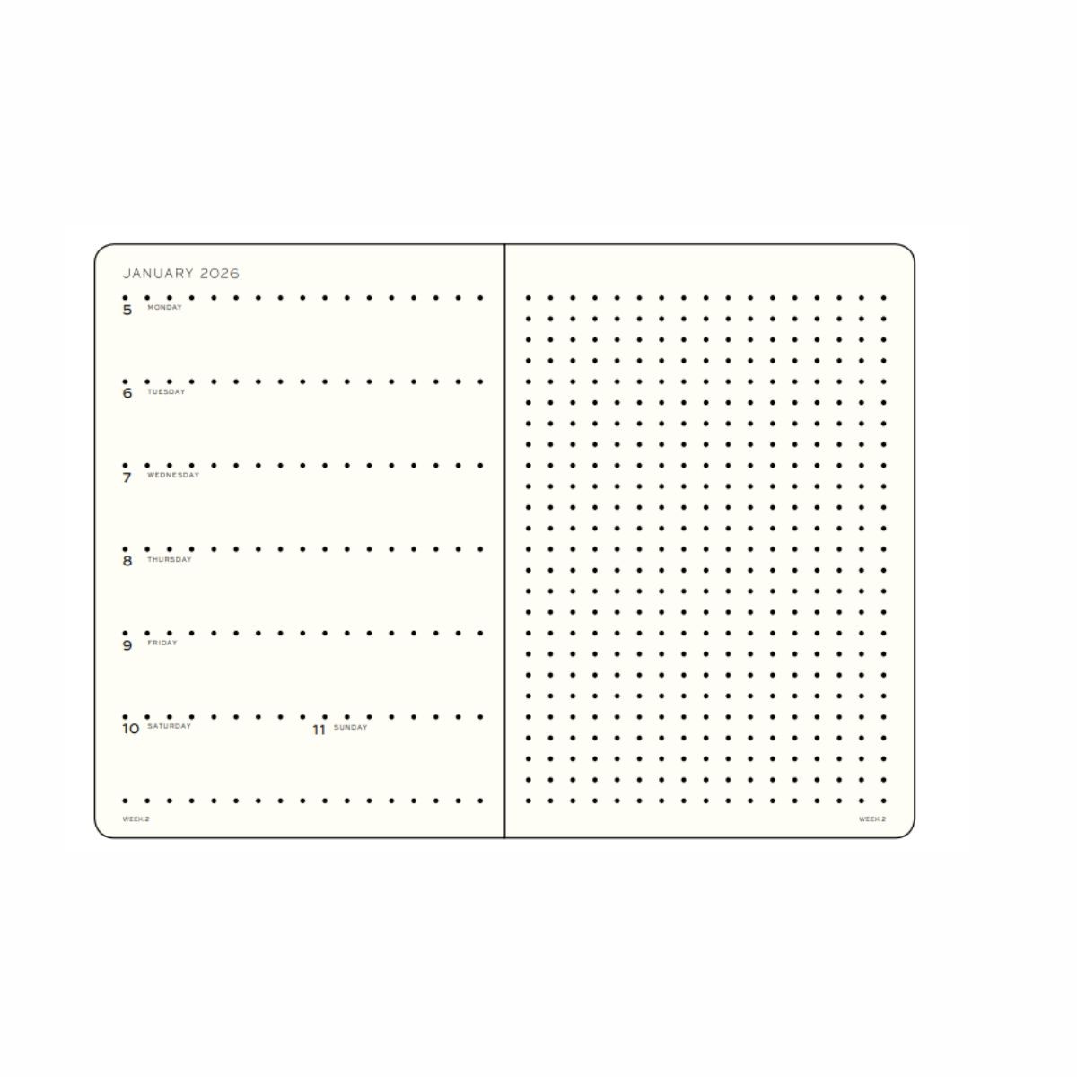 LEUCHTTURM1917 Εβδομαδιαίο Ημερολόγιο & Notebook Dotted 2026 Wallet B6+ x A6 Rising Sun