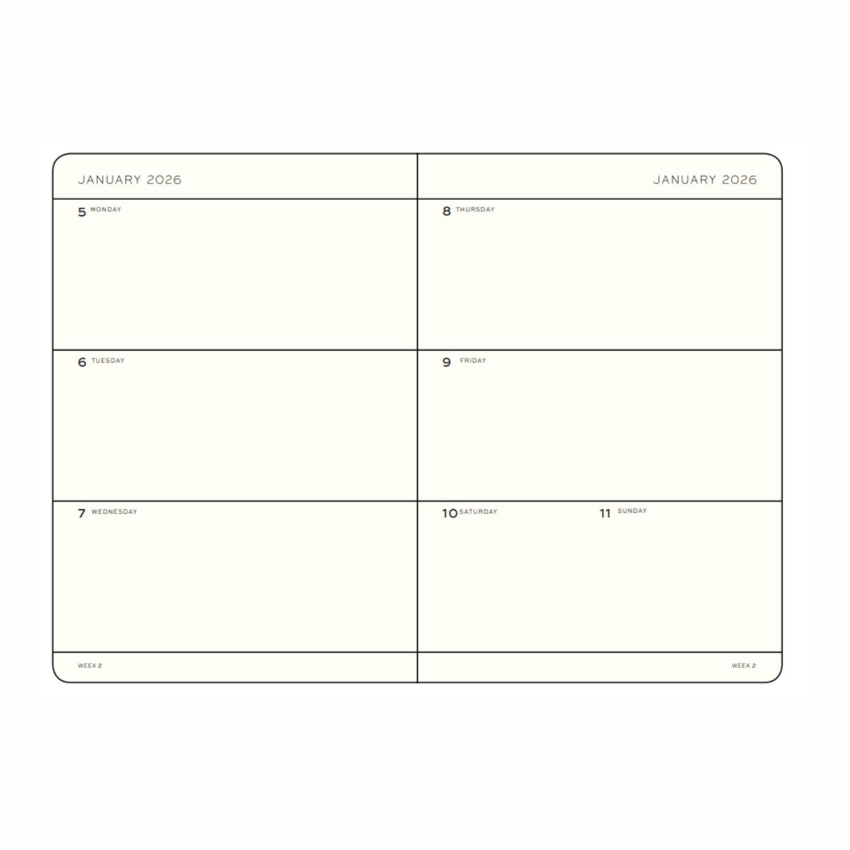 LEUCHTTURM1917 Εβδομαδιαίο Planner 2025/26 Α5 με Σκληρό Εξώφυλλο Black