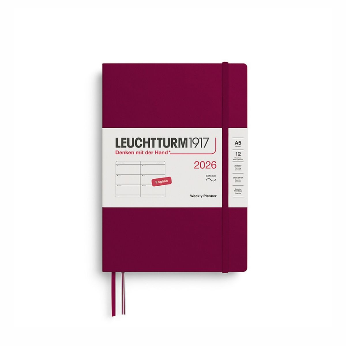 LEUCHTTURM1917 Εβδομαδιαίο Planner 2026 A5 Μαλακό Εξώφυλλο Port Red